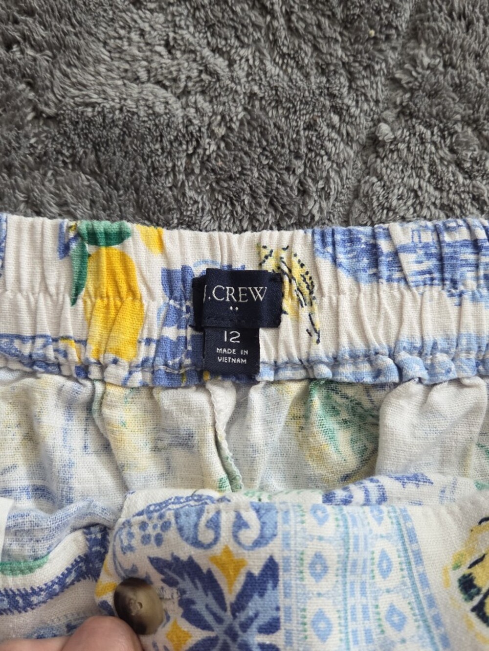 J. Crew Summer Vacay Printed High-Rise Bermudas Size 12 Linen Blend Vacay Resort - Picture 7 of 9